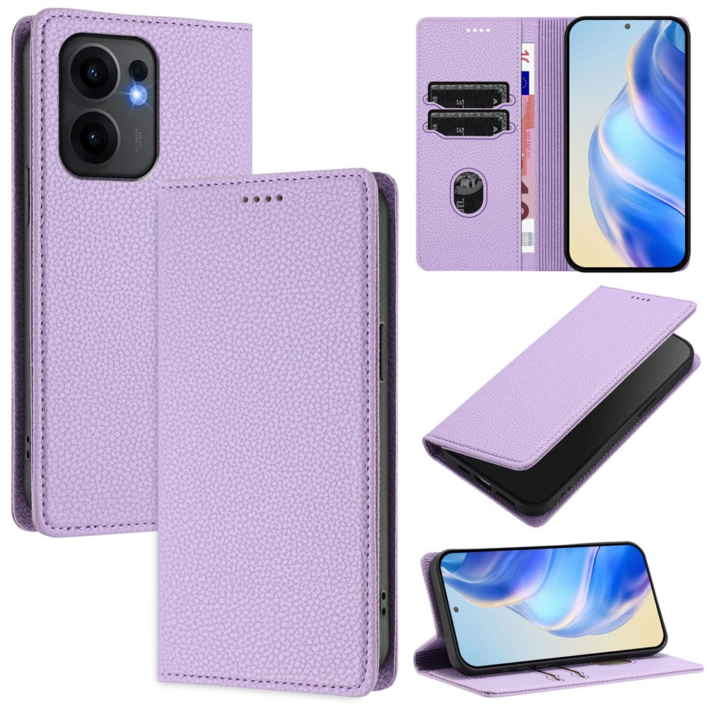 For Oppo Reno13 F 5G Wallet Case RFID Blocking Litchi Texture Leather Mobile Cover - Light Purple