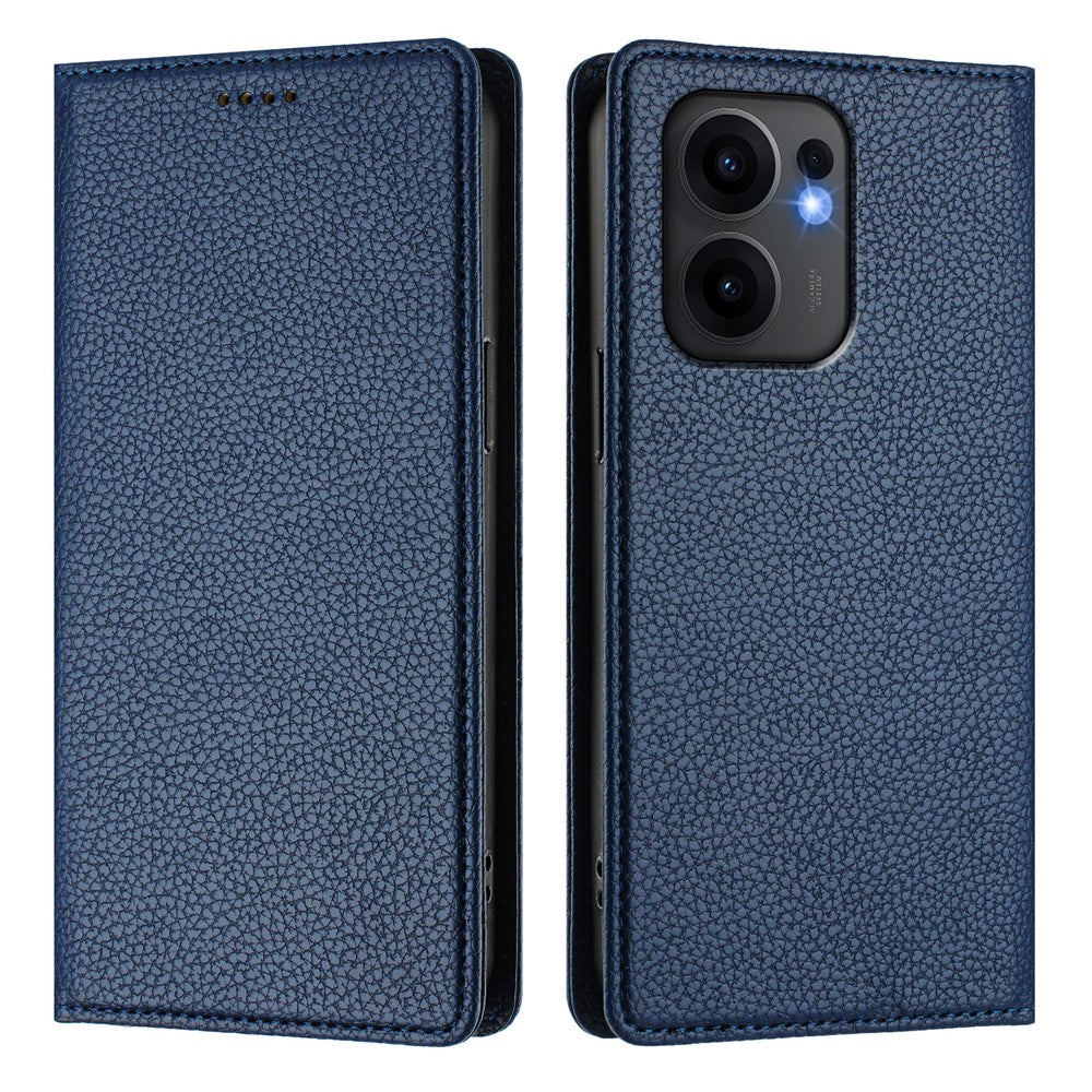 For Oppo Reno13 F 5G Wallet Case RFID Blocking Litchi Texture Leather Mobile Cover - Dark Blue