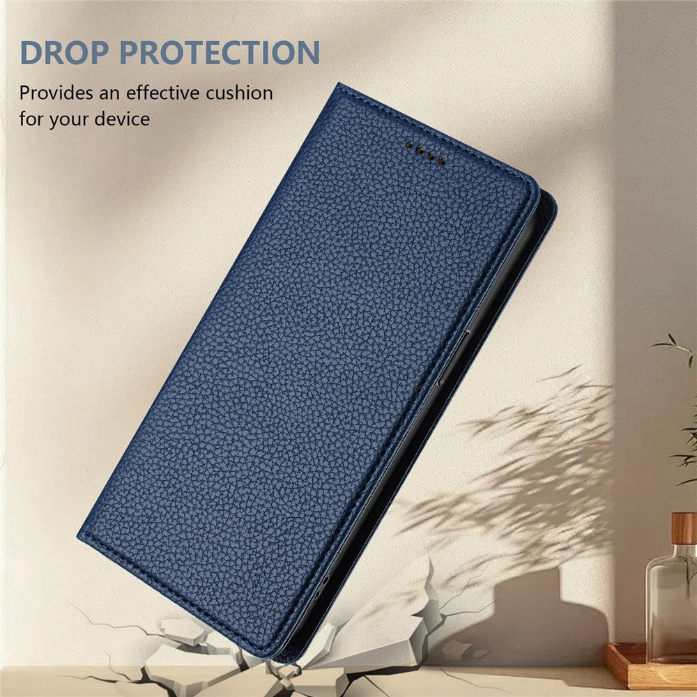 For Oppo Reno13 F 5G Wallet Case RFID Blocking Litchi Texture Leather Mobile Cover - Dark Blue