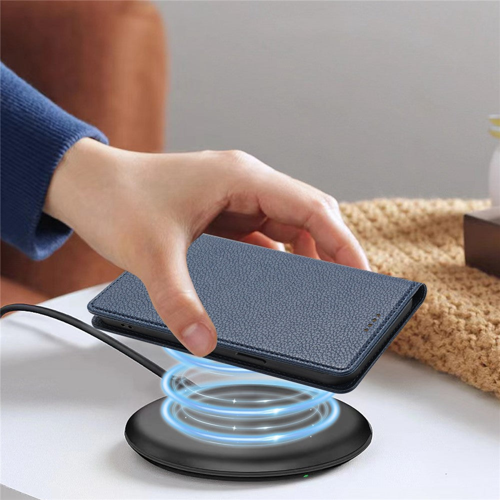 For Oppo Reno13 F 5G Wallet Case RFID Blocking Litchi Texture Leather Mobile Cover - Dark Blue