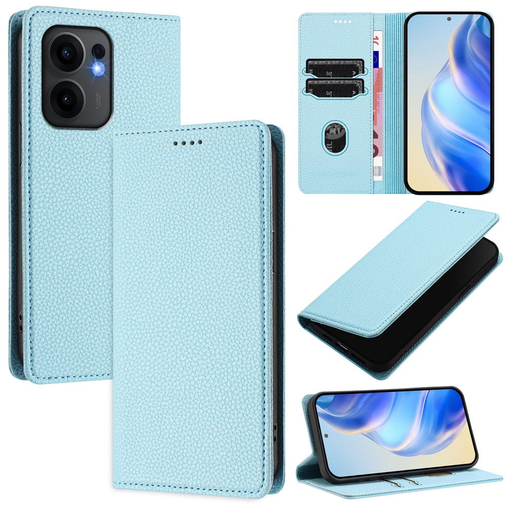For Oppo Reno13 F 5G Wallet Case RFID Blocking Litchi Texture Leather Mobile Cover - Baby Blue