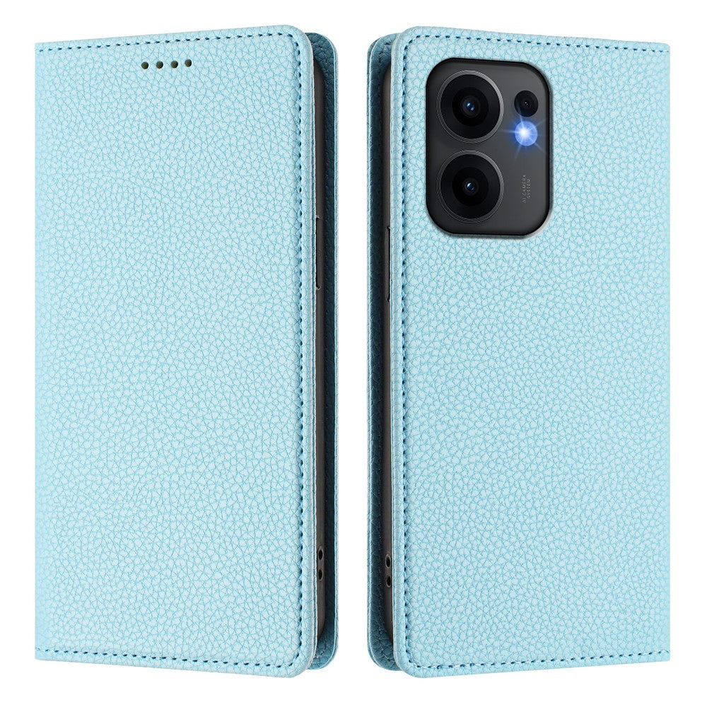 For Oppo Reno13 F 5G Wallet Case RFID Blocking Litchi Texture Leather Mobile Cover - Baby Blue