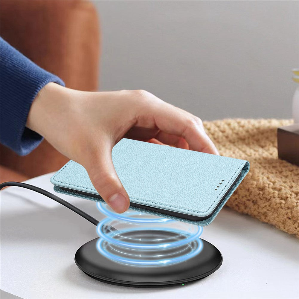 For Oppo Reno13 F 5G Wallet Case RFID Blocking Litchi Texture Leather Mobile Cover - Baby Blue