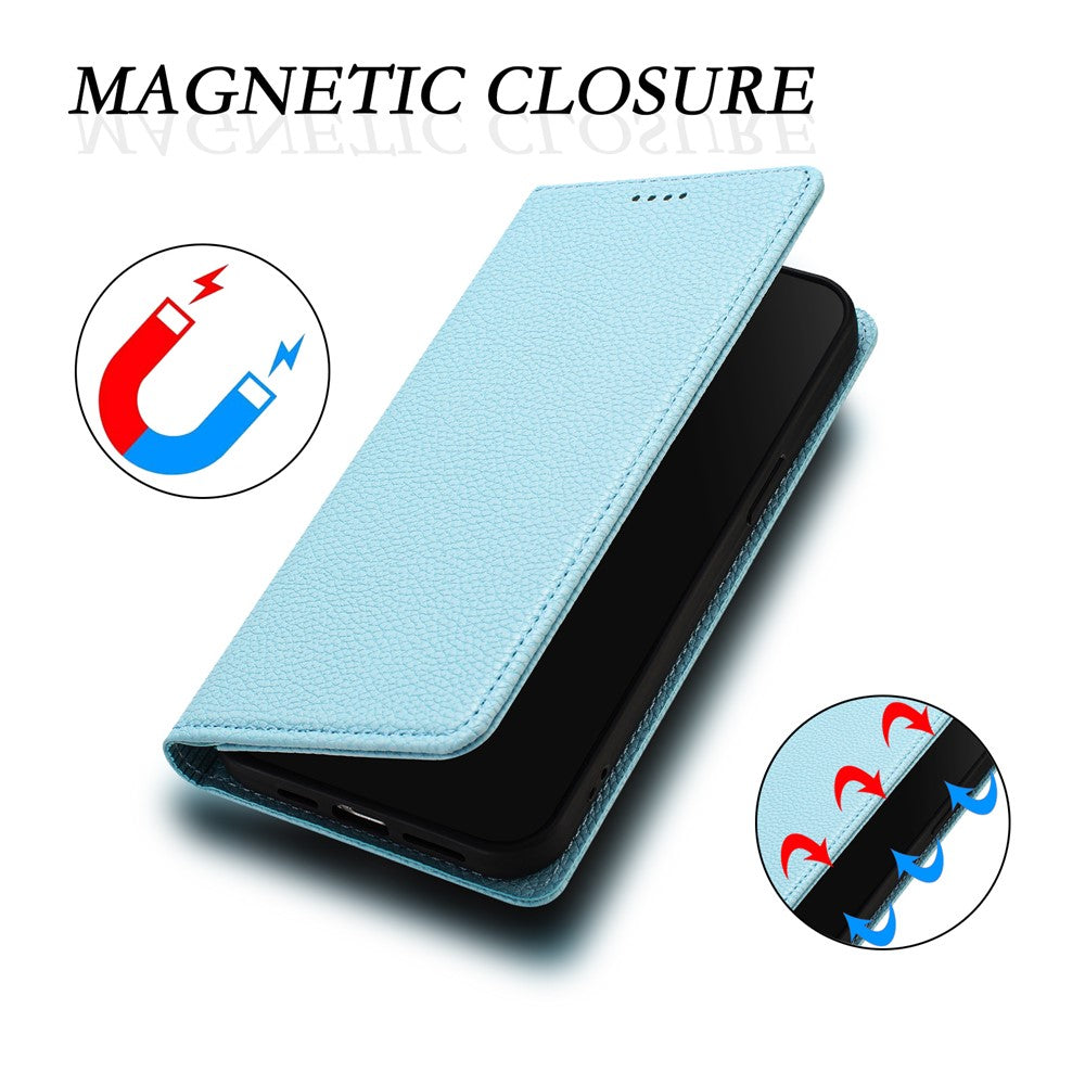 For Oppo Reno13 F 5G Wallet Case RFID Blocking Litchi Texture Leather Mobile Cover - Baby Blue
