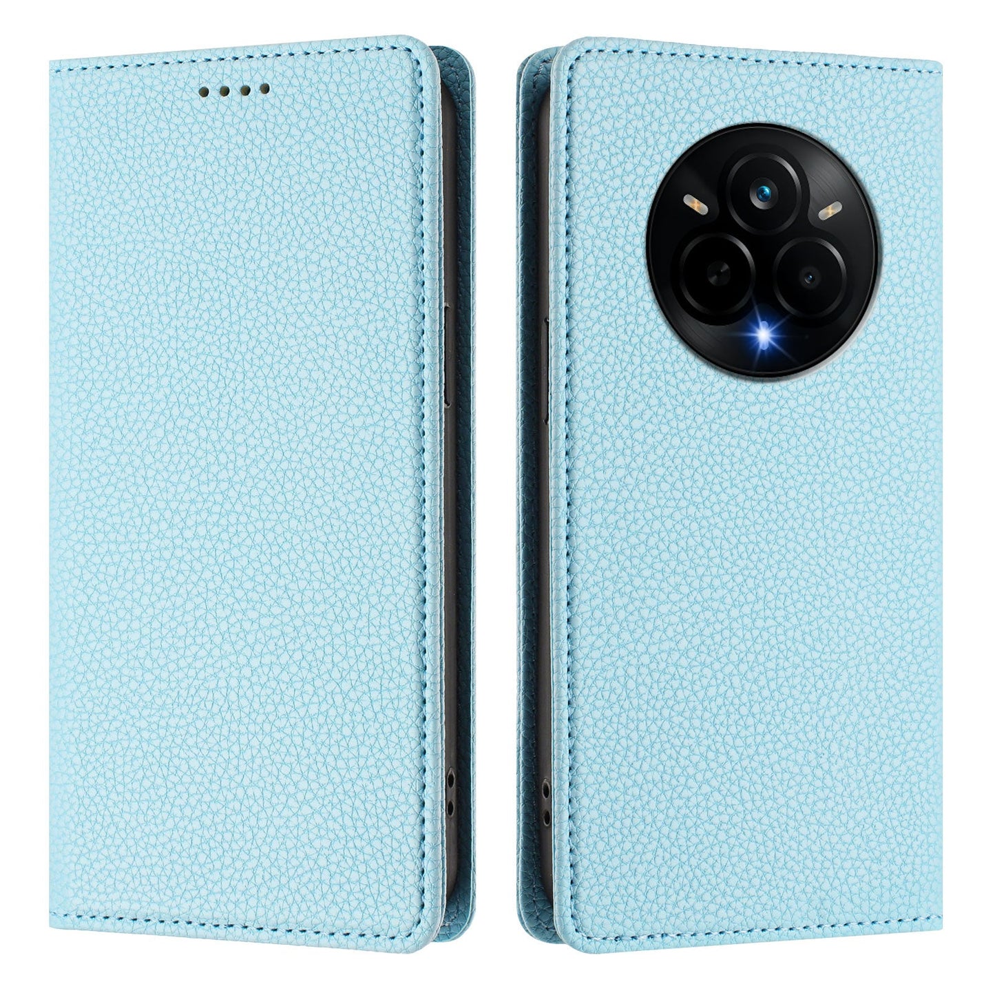 For Realme 14 Pro 5G Wallet Case RFID Blocking Litchi Texture Leather Mobile Cover - Baby Blue