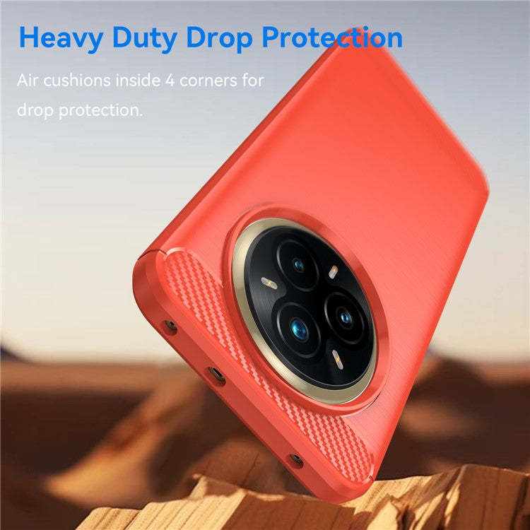 For Realme P3 Pro 5G Case Protective Phone Cover Carbon Fiber Texture Brushed - Red