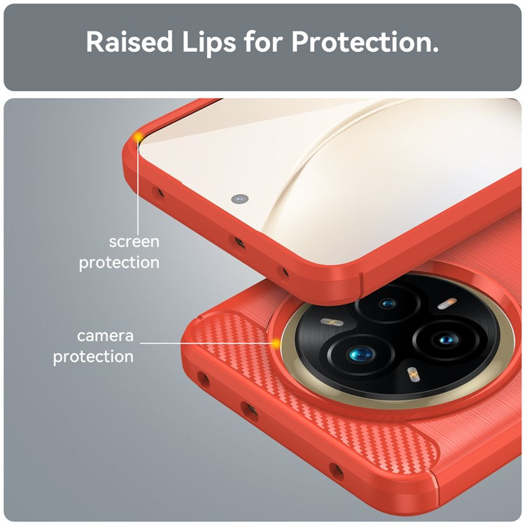 For Realme P3 Pro 5G Case Protective Phone Cover Carbon Fiber Texture Brushed - Red