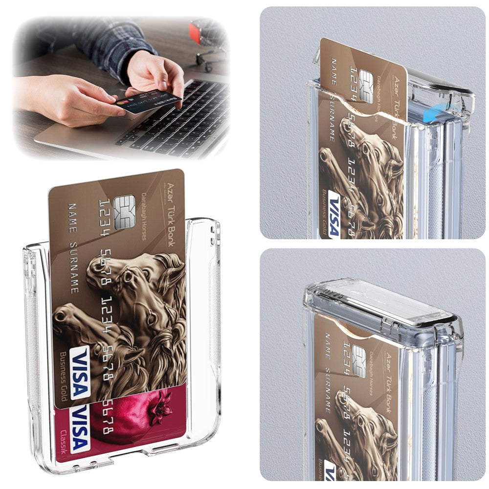 For Samsung Galaxy Z Flip7 FE 5G / Z Flip6 5G Case Spring Hinge Kickstand PC Folding Phone Cover with Card Slot - Transparent