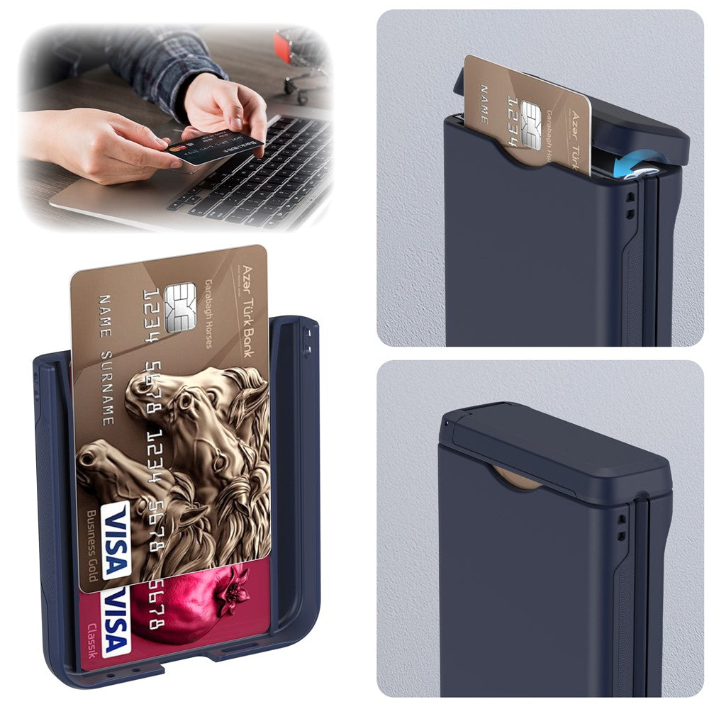 For Samsung Galaxy Z Flip7 FE 5G / Z Flip6 5G Case Spring Hinge Kickstand PC Folding Phone Cover with Card Slot - Navy Blue