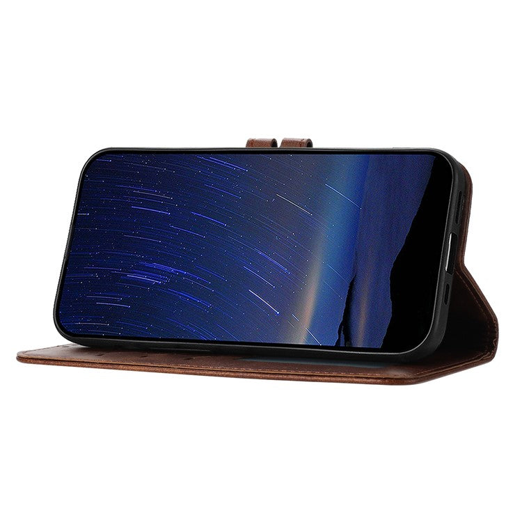 For Samsung Galaxy S25 Edge Case Happy Cat Pattern Imprinted Leather Wallet Phone Cover - Brown