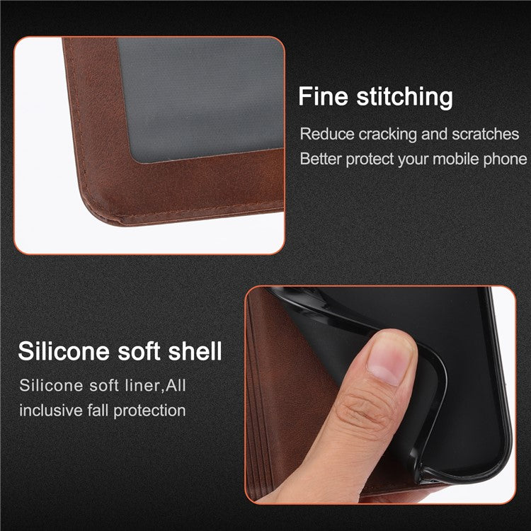 For Samsung Galaxy S25 Edge Case Happy Cat Pattern Imprinted Leather Wallet Phone Cover - Brown