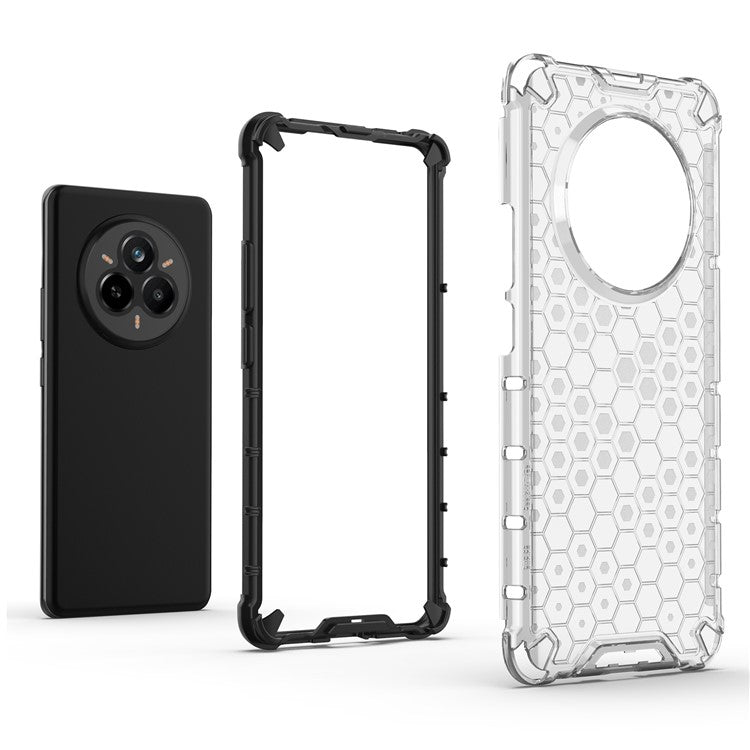 For Realme 14 Pro 5G Case PC + TPU Phone Cover Honeycomb Shape - Black