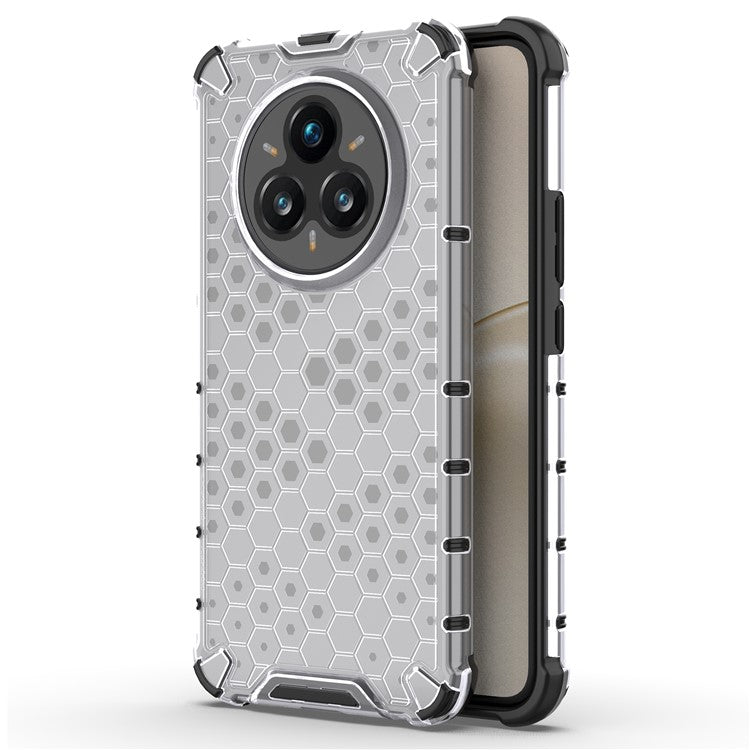 For Realme 14 Pro+ 5G Case PC + TPU Phone Cover Honeycomb Shape - Grey