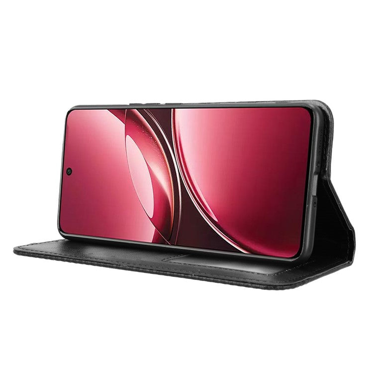 For vivo V50 5G Case Wallet Stand Retro Texture Leather Phone Cover - Black