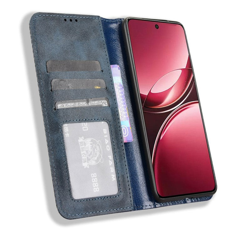 For vivo V50 5G Case Wallet Stand Retro Texture Leather Phone Cover - Blue