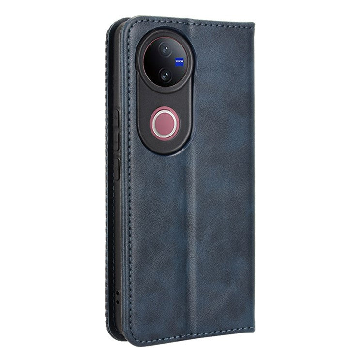 For vivo V50 5G Case Wallet Stand Retro Texture Leather Phone Cover - Blue
