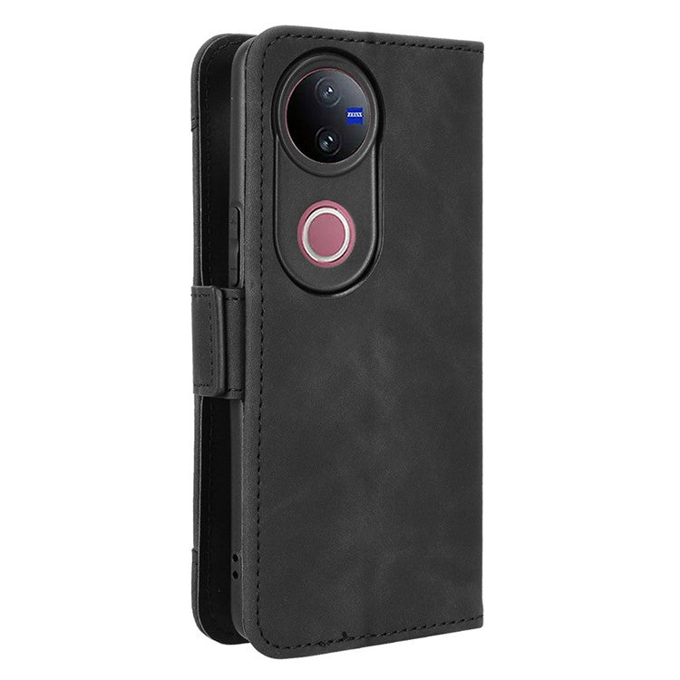 For vivo V50 5G Case Wallet Leather Phone Cover with Multiple Card Slots - Black