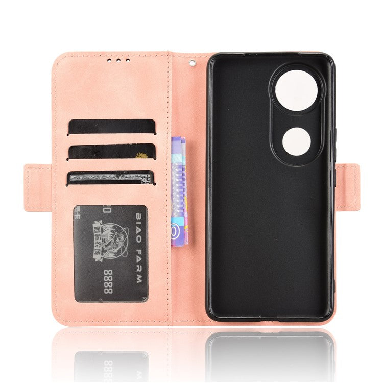 For vivo V50 5G Case Wallet Leather Phone Cover with Multiple Card Slots - Pink