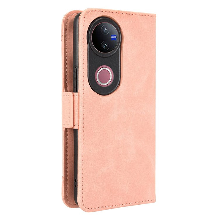 For vivo V50 5G Case Wallet Leather Phone Cover with Multiple Card Slots - Pink