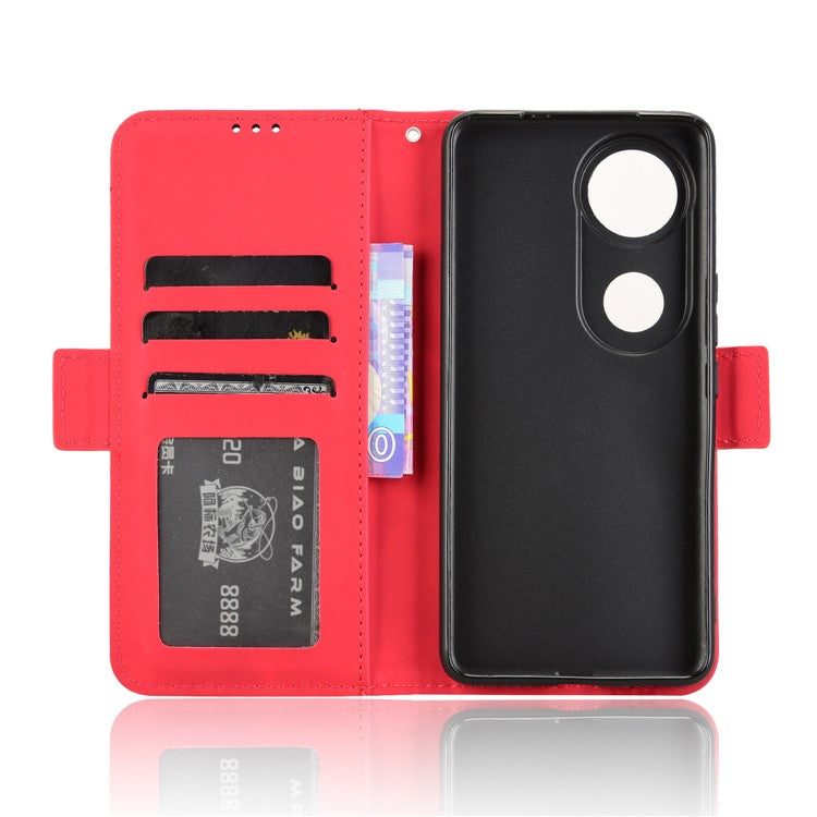 For vivo V50 5G Case Wallet Leather Phone Cover with Multiple Card Slots - Red