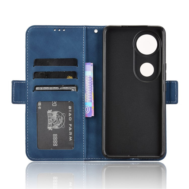 For vivo V50 5G Case Wallet Leather Phone Cover with Multiple Card Slots - Blue