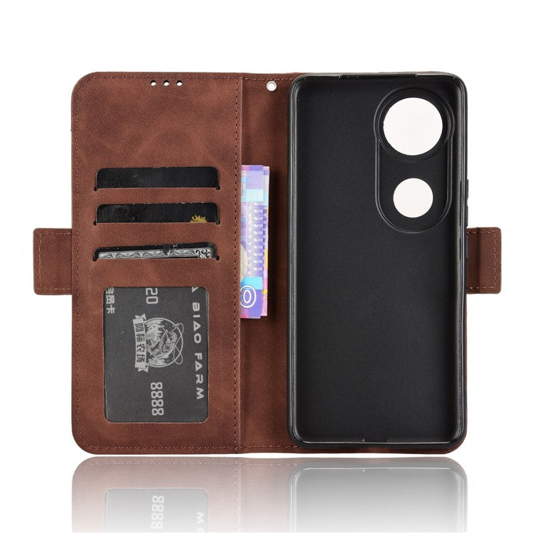 For vivo V50 5G Case Wallet Leather Phone Cover with Multiple Card Slots - Brown