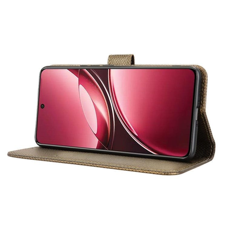 For vivo V50 5G Case PU Leather Diamond Texture Wallet Phone Cover - Brown