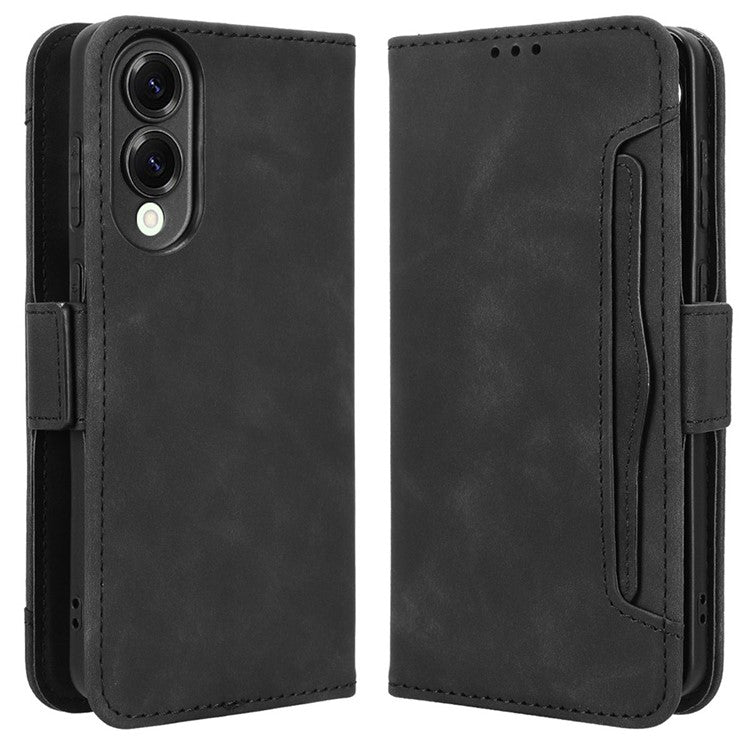 For Samsung Galaxy S25 Edge Case Wallet Leather Phone Cover with Multiple Card Slots - Black
