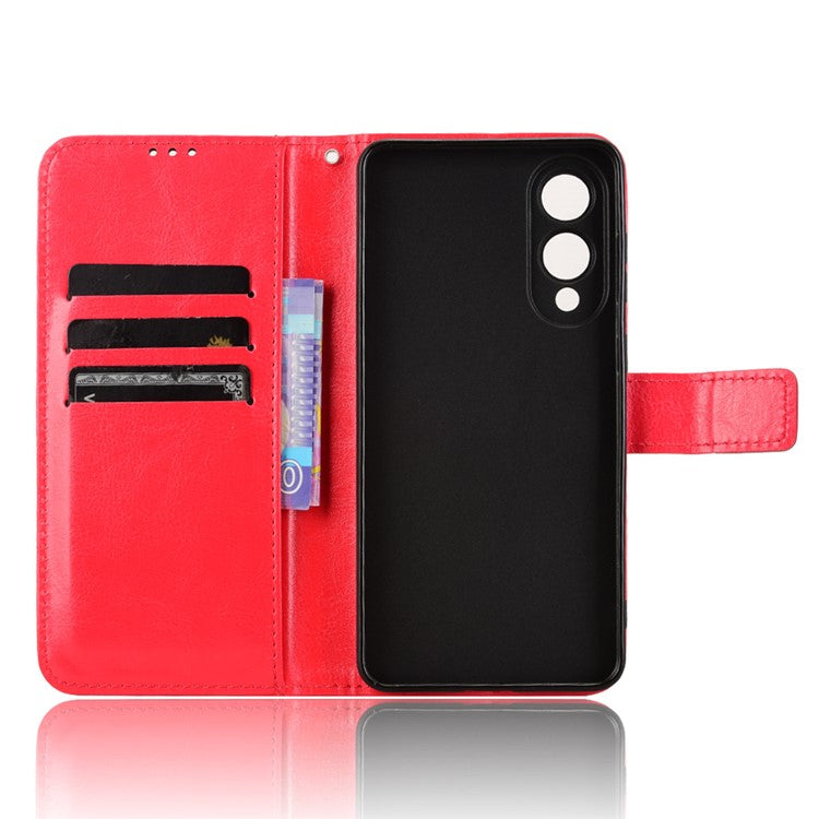 For Samsung Galaxy S25 Edge Case Crazy Horse Texture PU Leather Phone Wallet Cover - Red