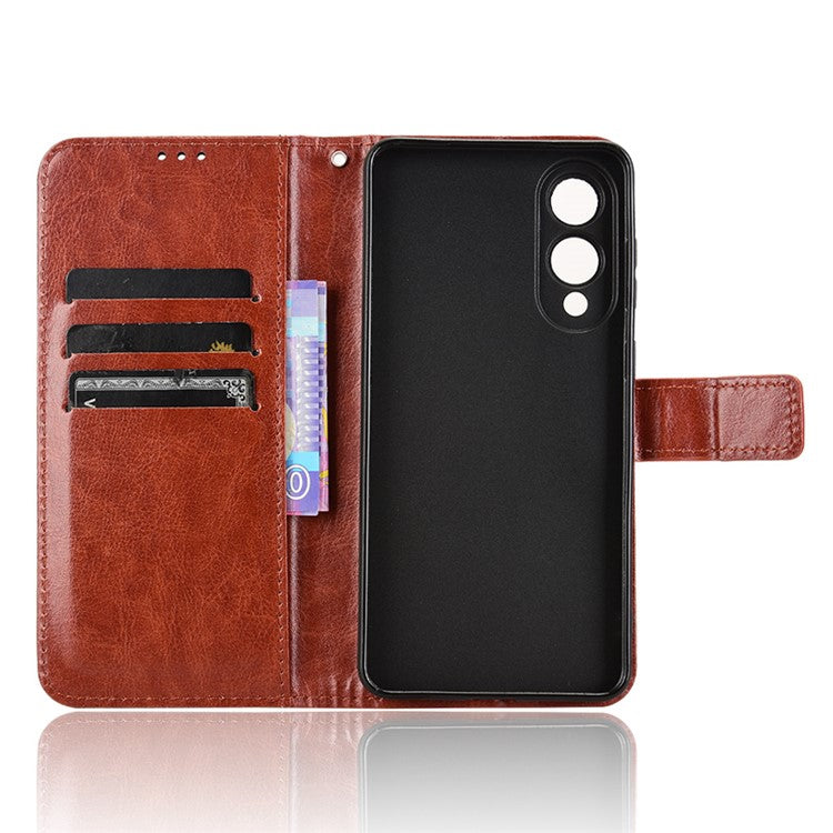 For Samsung Galaxy S25 Edge Case Crazy Horse Texture PU Leather Phone Wallet Cover - Brown