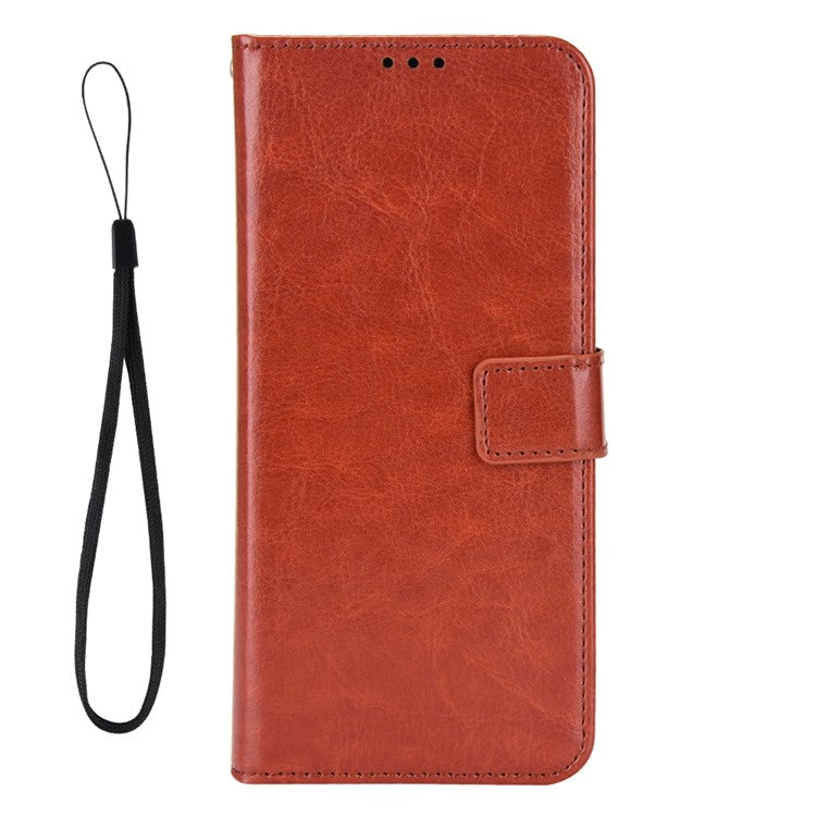 For Samsung Galaxy S25 Edge Case Crazy Horse Texture PU Leather Phone Wallet Cover - Brown