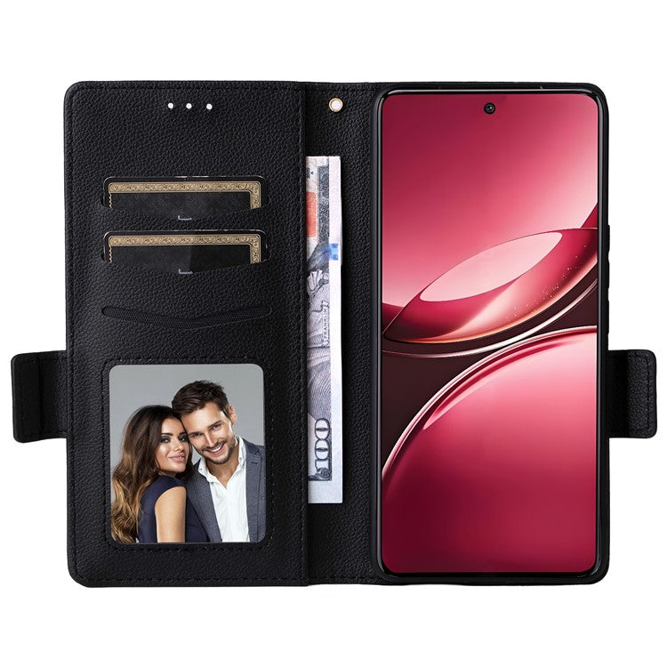 For vivo V50 5G Case Wallet Flip Litchi Texture PU Leather Phone Cover - Black