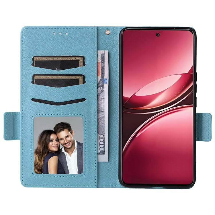 For vivo V50 5G Case Wallet Flip Litchi Texture PU Leather Phone Cover - Baby Blue