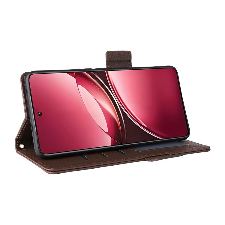 For vivo V50 5G Case Wallet Flip Litchi Texture PU Leather Phone Cover - Brown