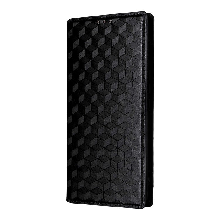For vivo V50 5G Case Wallet Rhombus Imprinted Leather Phone Cover - Black