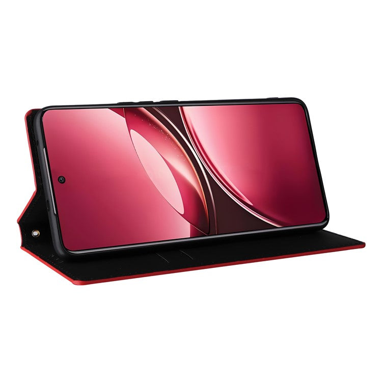 For vivo V50 5G Case Wallet Rhombus Imprinted Leather Phone Cover - Red