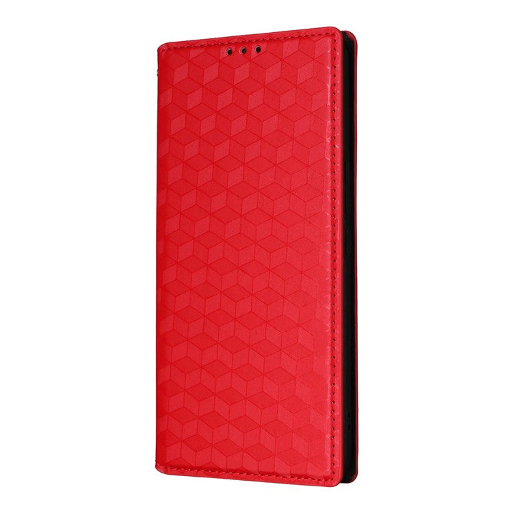 For vivo V50 5G Case Wallet Rhombus Imprinted Leather Phone Cover - Red