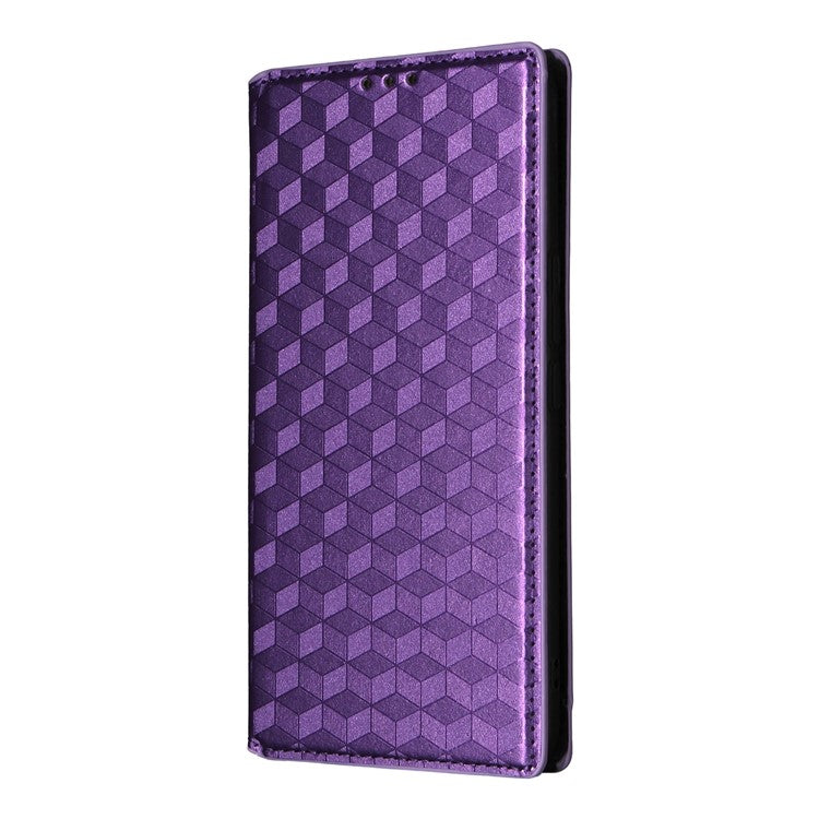 For vivo V50 5G Case Wallet Rhombus Imprinted Leather Phone Cover - Purple