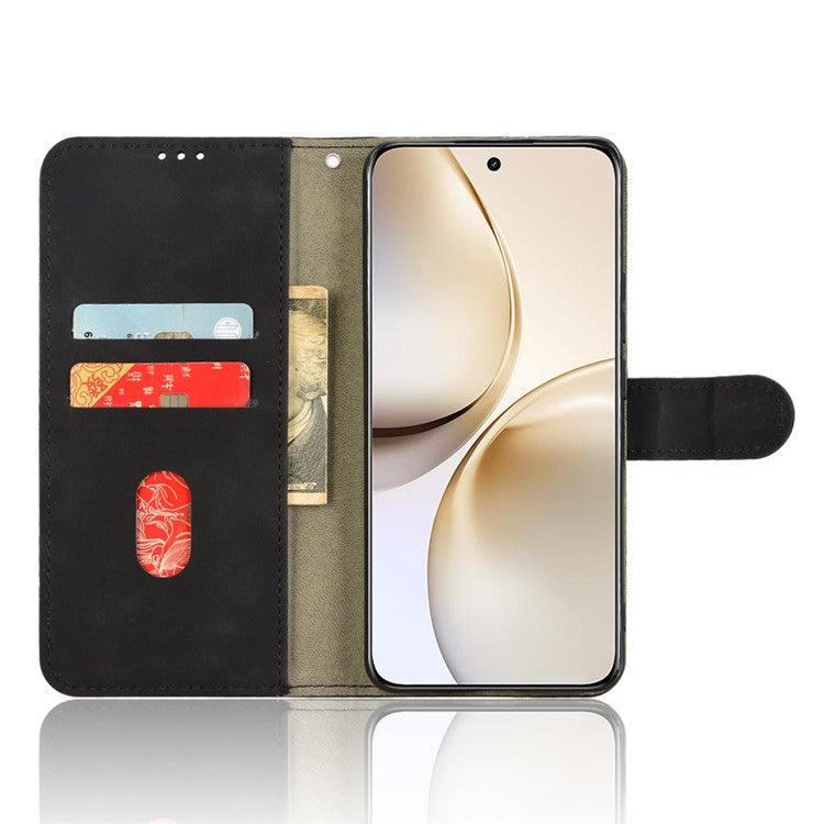 For Realme 14 Pro 5G Leather Case Skin Feel Anti Drop Wallet Flip Phone Cover - Black