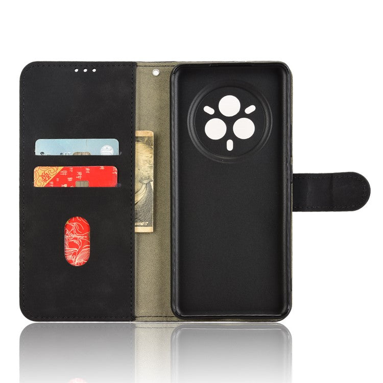 For Realme 14 Pro 5G Leather Case Skin Feel Anti Drop Wallet Flip Phone Cover - Black