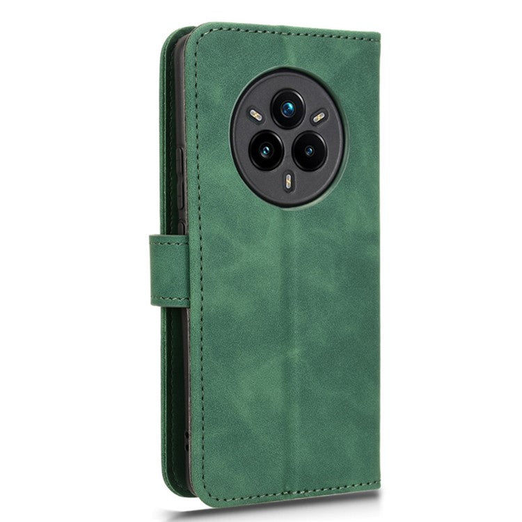 For Realme 14 Pro 5G Leather Case Skin Feel Anti Drop Wallet Flip Phone Cover - Green