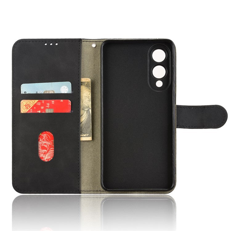 For Samsung Galaxy S25 Edge Leather Case Skin Feel Anti Drop Wallet Flip Phone Cover - Black