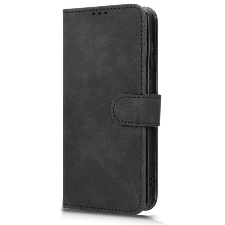 For Samsung Galaxy S25 Edge Leather Case Skin Feel Anti Drop Wallet Flip Phone Cover - Black
