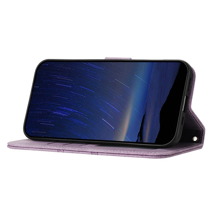 For Samsung Galaxy S25 Edge Case Wallet Skin-Touch Leather Imprinted Phone Cover - Purple