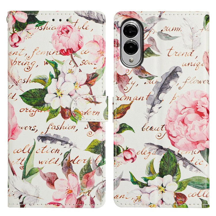 For Samsung Galaxy S25 Edge Case Pattern Printing Wallet Stand Flip Leather Phone Cover - Green Leaves Flowers