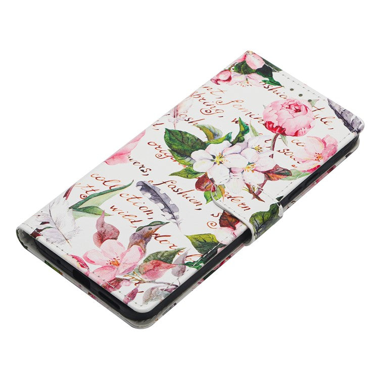 For Samsung Galaxy S25 Edge Case Pattern Printing Wallet Stand Flip Leather Phone Cover - Green Leaves Flowers