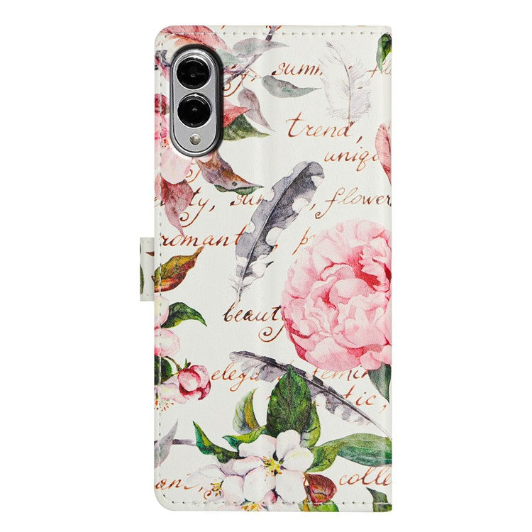 For Samsung Galaxy S25 Edge Case Pattern Printing Wallet Stand Flip Leather Phone Cover - Green Leaves Flowers