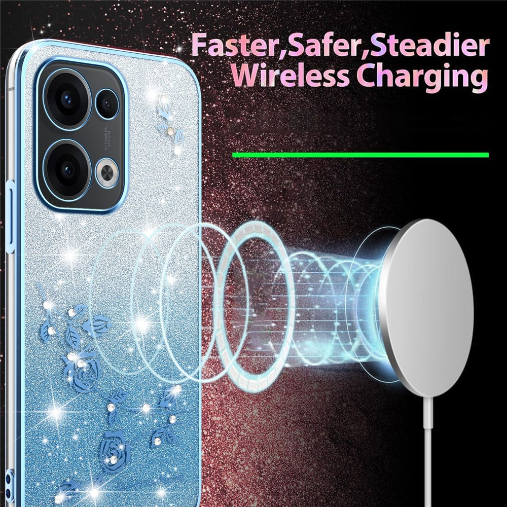 KADEM For Oppo Reno13 5G (Global) Case Flower TPU Flexible Gradient Phone Cover - Blue