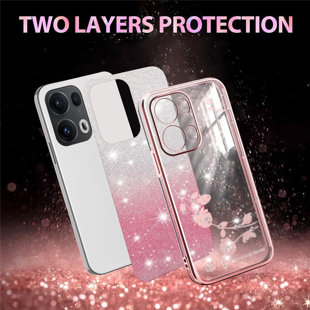 KADEM For Oppo Reno13 Pro 5G Case Flower TPU Flexible Gradient Phone Cover - Rose Gold