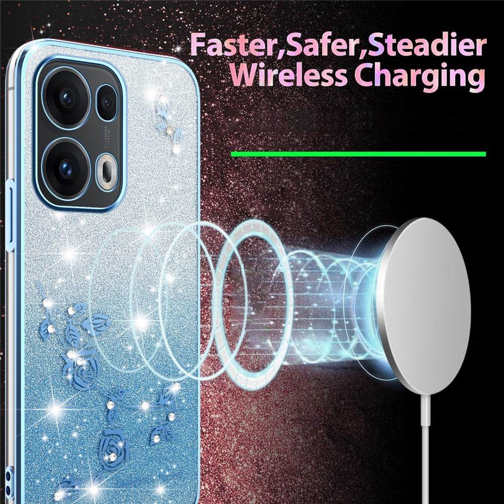 KADEM For Oppo Reno13 Pro 5G Case Flower TPU Flexible Gradient Phone Cover - Blue